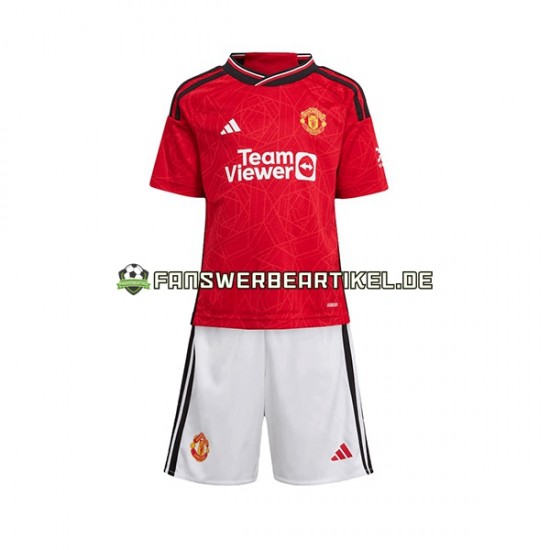 Trikot Manchester United Kinder Heimausrüstung 2023-2024 Kurzarm