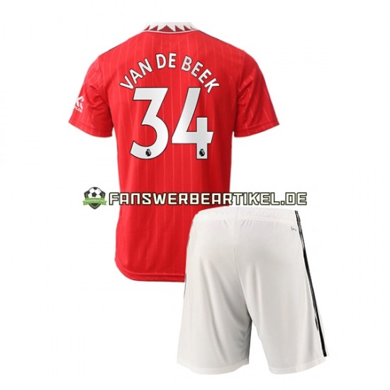 Donny van de Beek 34 Trikot Manchester United Kinder Heimausrüstung 2022-2023 Kurzarm