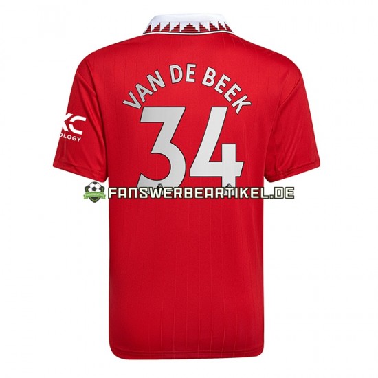 Donny van de Beek 34 Trikot Manchester United Herren Heimausrüstung 2022-2023 Kurzarm