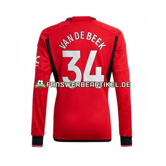 Donny van de Beek 34 Trikot Manchester United Herren Heimausrüstung 2023-2024 Langarm