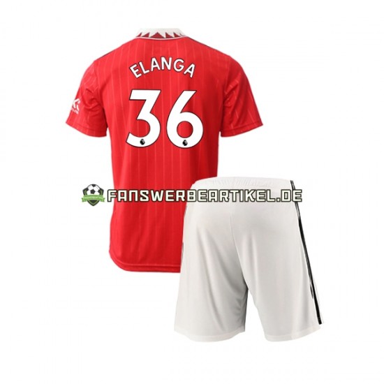 Elanga 36 Trikot Manchester United Kinder Heimausrüstung 2022-2023 Kurzarm