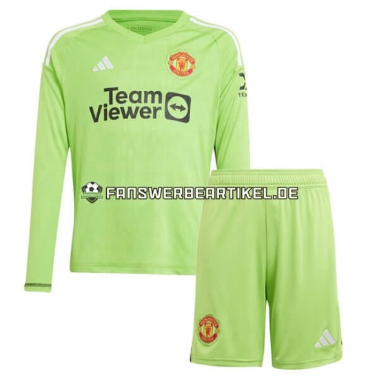 Torwart Trikot Manchester United Kinder Heimausrüstung 2023-2024 Langarm