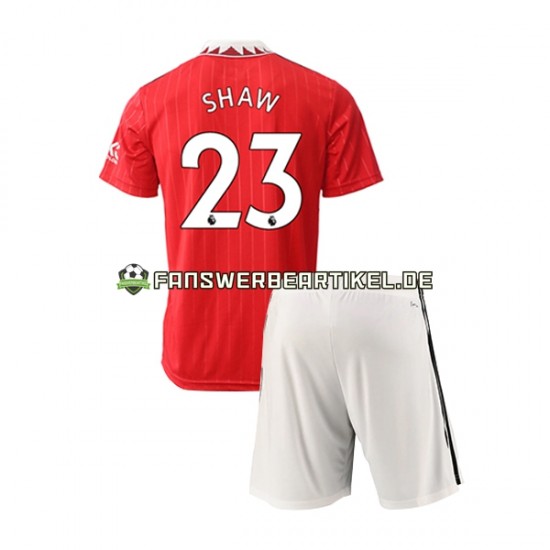 Luke Shaw 23 Trikot Manchester United Kinder Heimausrüstung 2022-2023 Kurzarm