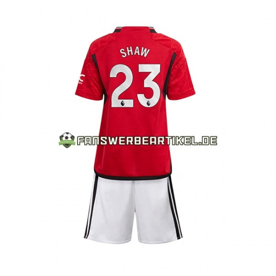 Luke Shaw 23 Trikot Manchester United Kinder Heimausrüstung 2023-2024 Kurzarm