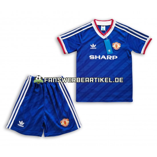 Retro 1986 Trikot Manchester United Kinder Auswärtsausrüstung Kurzarm