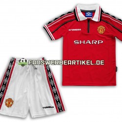 Retro Trikot Manchester United Kinder Heimausrüstung 1998-1999 Kurzarm