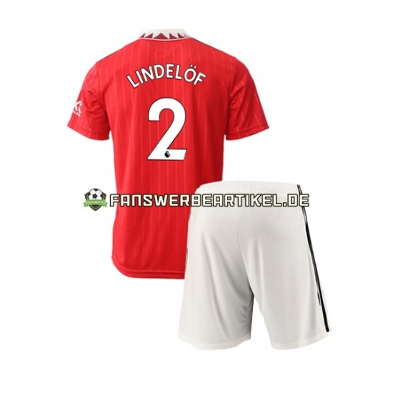 Victor Lindelof 2 Trikot Manchester United Kinder Heimausrüstung 2022-2023 Kurzarm