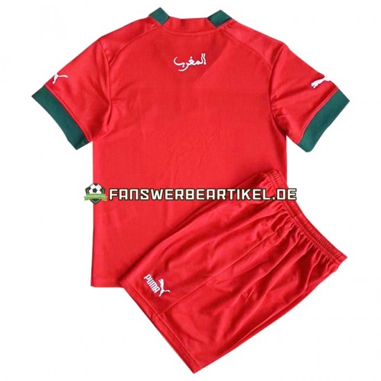 Trikot Marokko Kinder Heimausrüstung WM 2022 Kurzarm