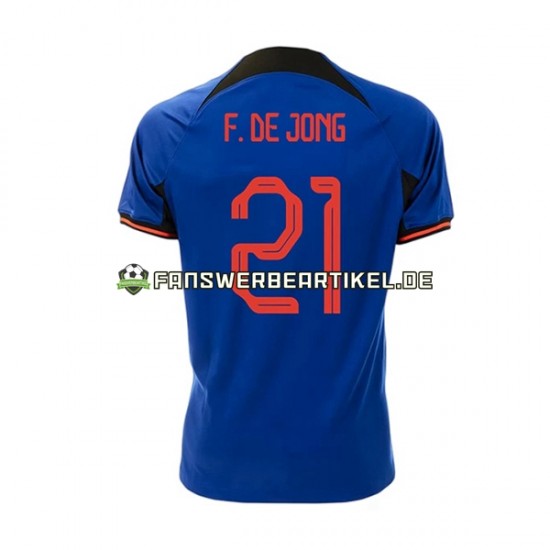 Frenkie de Jong 21 Trikot Niederlande Herren Auswärtsausrüstung WM 2022 Kurzarm