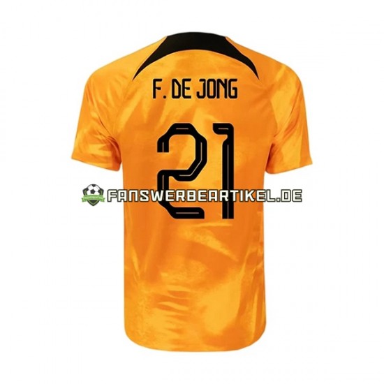 Frenkie de Jong 21 Trikot Niederlande Herren Heimausrüstung WM 2022 Kurzarm