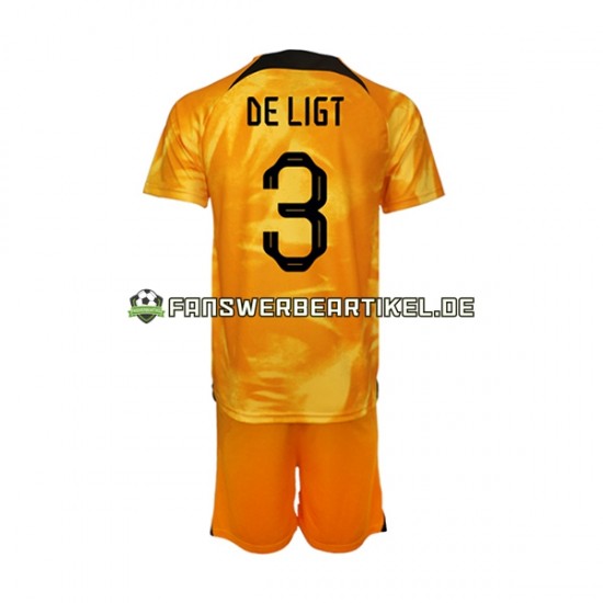 Matthijs de Ligt 3 Trikot Niederlande Kinder Heimausrüstung WM 2022 Kurzarm