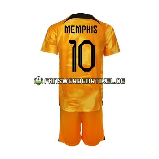 Memphis Depay 10 Trikot Niederlande Kinder Heimausrüstung WM 2022 Kurzarm