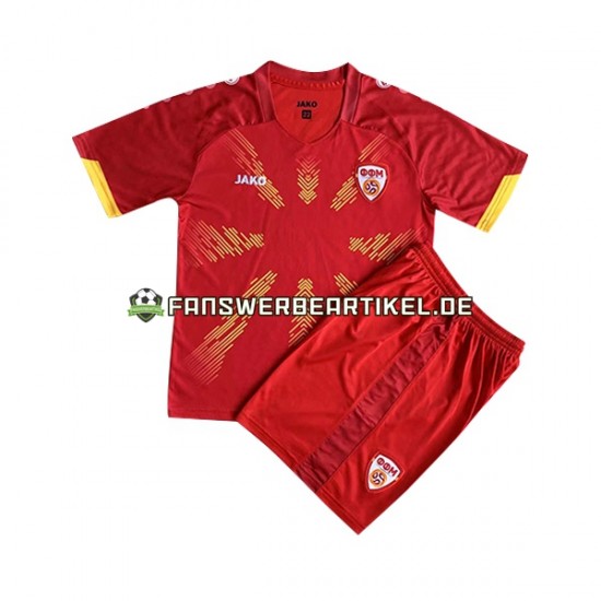 Trikot Nordmazedonien Kinder Heimausrüstung 2023 Kurzarm