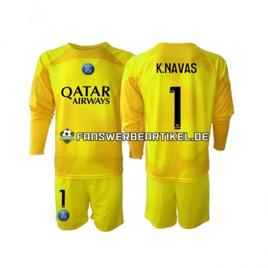 K.NAVAS 1 Torwart Trikot Paris Saint-Germain Kinder Ausweich ausrüstung 2022-2023 Langarm