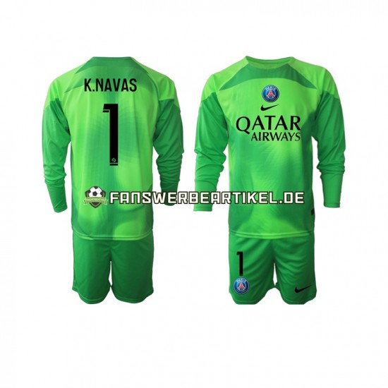 Keylor Navas 1 Torwart Trikot Paris Saint-Germain Kinder Heimausrüstung 2022-2023 Langarm