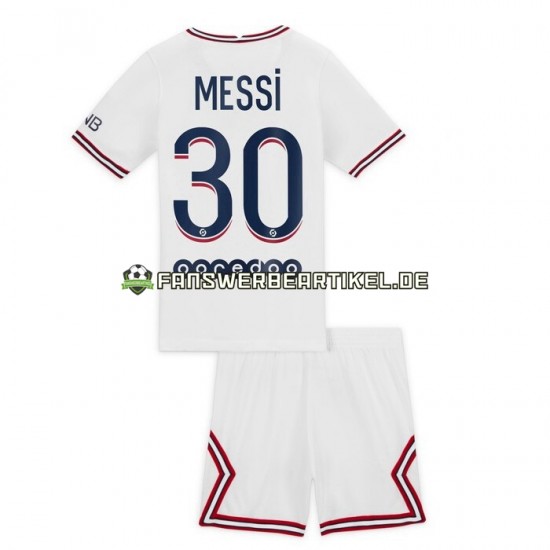 Lionel Messi 30 Trikot Paris Saint-Germain Kinder Viertes ausrüstung 2021-2022 Kurzarm