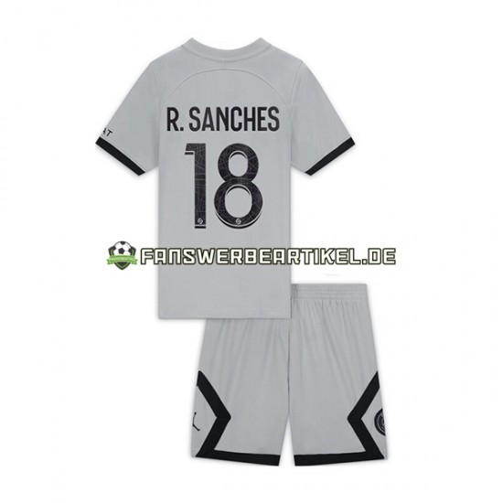 R.Sanches 18 Trikot Paris Saint-Germain Kinder Auswärtsausrüstung 2022-2023 Kurzarm