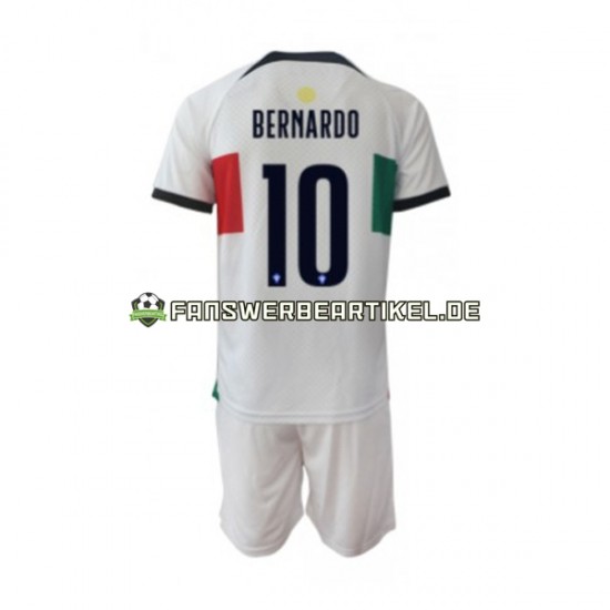 Bernardo 10 Trikot Portugal Kinder Auswärtsausrüstung WM 2022 Kurzarm