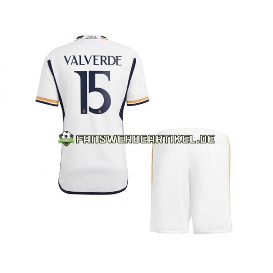 Federico Valverde 15 Trikot Real Madrid Kinder Heimausrüstung 2023-2024 Kurzarm