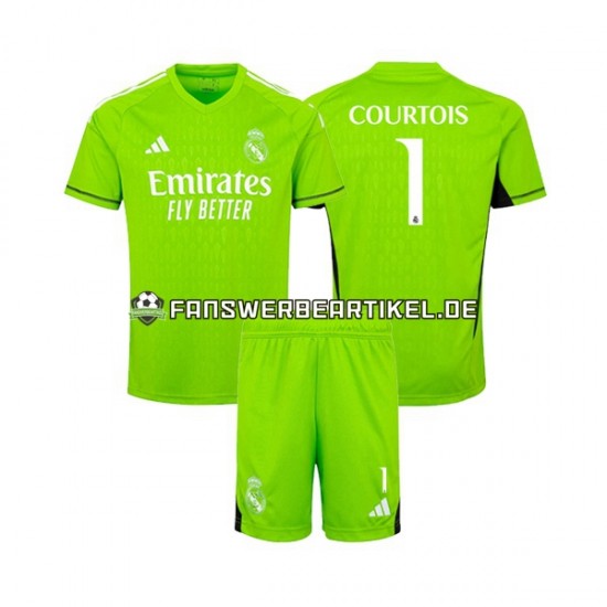 Thibaut Courtois 1 Torwart Trikot Real Madrid Kinder Heimausrüstung 2023-2024 Kurzarm