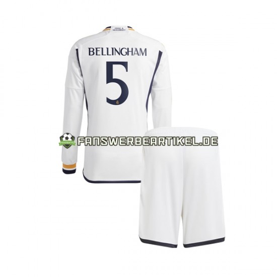 Jude Bellingham 5 Trikot Real Madrid Kinder Heimausrüstung 2023-2024 Langarm