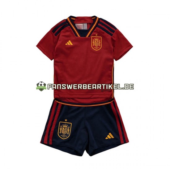 Trikot Spanien Kinder Heimausrüstung WM 2022 Kurzarm