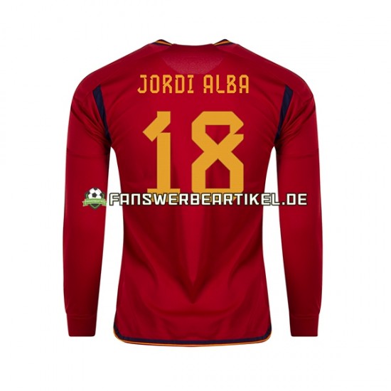 JORDI ALBA 18 Trikot Spanien Herren Heimausrüstung WM 2022 Langarm