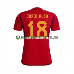 JORDI ALBA 18 Trikot Spanien Herren Heimausrüstung WM 2022 Kurzarm