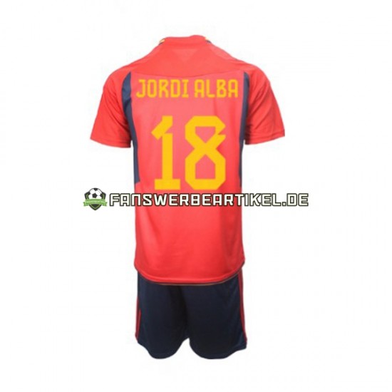 Jordi Alba 18 Trikot Spanien Kinder Heimausrüstung WM 2022 Kurzarm