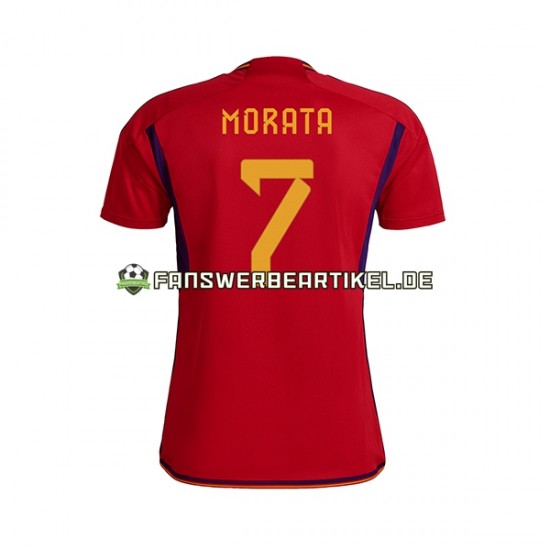 MORATA 7 Trikot Spanien Herren Heimausrüstung WM 2022 Kurzarm