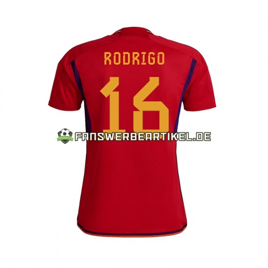 RODRIGO 16 Trikot Spanien Herren Heimausrüstung WM 2022 Kurzarm