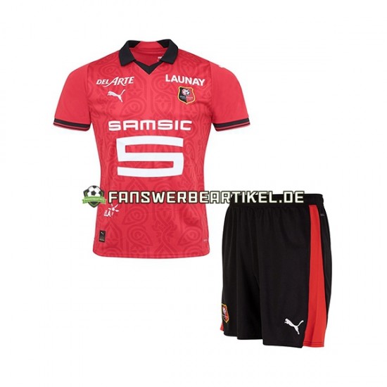 Trikot Stade Rennes Kinder Heimausrüstung 2023-2024 Kurzarm