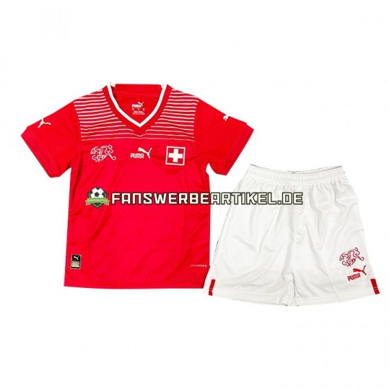 Trikot Schweiz Kinder Heimausrüstung WM 2022 Kurzarm