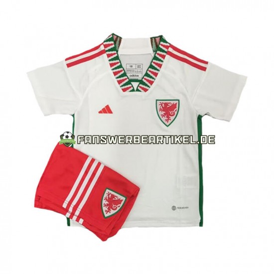 Trikot Wales Kinder Auswärtsausrüstung WM 2022 Kurzarm