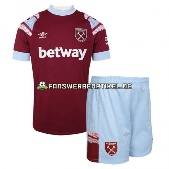 Trikot West Ham United Kinder Heimausrüstung 2022-2023 Kurzarm