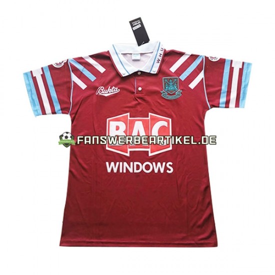 Retro Trikot West Ham United Herren Heimausrüstung 1991-1992 Kurzarm