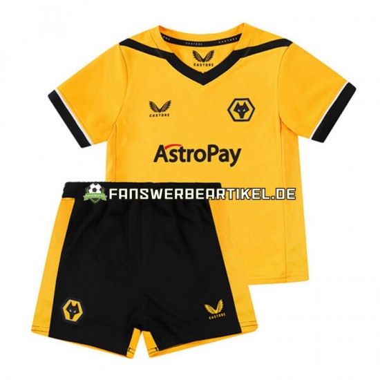 Trikot Wolverhampton Wanderers Kinder Heimausrüstung 2022-2023 Kurzarm