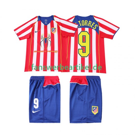 F TORRES 9 Retro 2005 Trikot Atlético Madrid Kinder Heimausrüstung 2004 Kurzarm