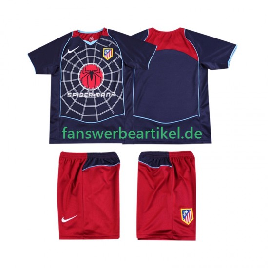 Retro 2005 Trikot Atlético Madrid Kinder Auswärtsausrüstung 2004 Kurzarm