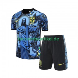 JESUS Football Shirts Brasilien Kinder Heimausrüstung Blau 2024-2025 Kurzarm