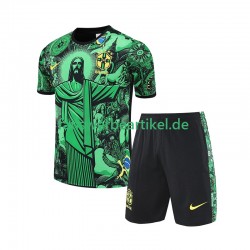 JESUS Football Shirts Brasilien Kinder Heimausrüstung Grün 2024-2025 Kurzarm