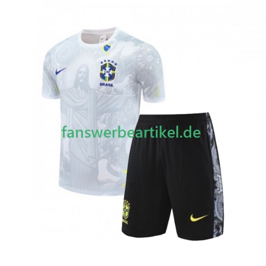 JESUS Football Shirts Brasilien Kinder Heimausrüstung Weiß 2024-2025 Kurzarm