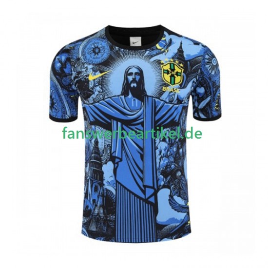Jesus Trikot Brasilien Herren Heimausrüstung Blau 2024-2025 Kurzarm