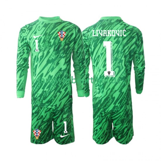 DOMINIK LIVAKOVIC 1 Torwart Trikot Kroatien Kinder Auswärtsausrüstung 2024 Langarm