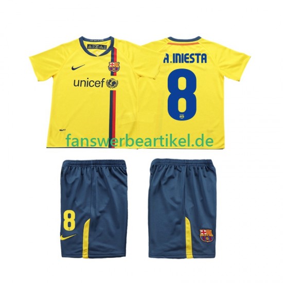 A INIESTA 8 Retro 2009 Trikot FC Barcelona Kinder Auswärtsausrüstung 2008 Kurzarm