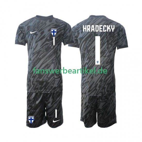 HRADECKY 1 Torwart Trikot Finnland Kinder Heimausrüstung 2024 Kurzarm
