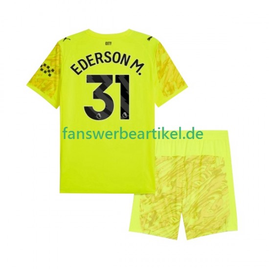 Ederson Moraes 31 Torwart Trikot Manchester City Kinder Ausweich ausrüstung 2025-2026 Kurzarm