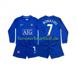 Cristiano Ronaldo 7 Retro Trikot Manchester United Kinder Auswärtsausrüstung 2008 Langarm