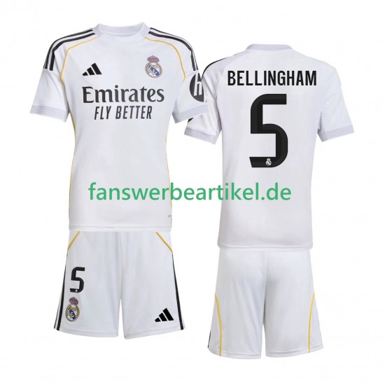 Jude Bellingham 5 Trikot Real Madrid Kinder Heimausrüstung 2025-2026 Kurzarm
