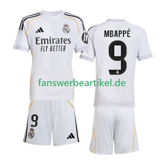 Kylian Mbappe 9 Trikot Real Madrid Kinder Heimausrüstung 2025-2026 Kurzarm